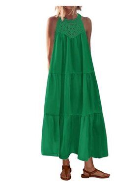 Women's Halter Summer Dress Casual Spring Hollow Boho Maxi Dress